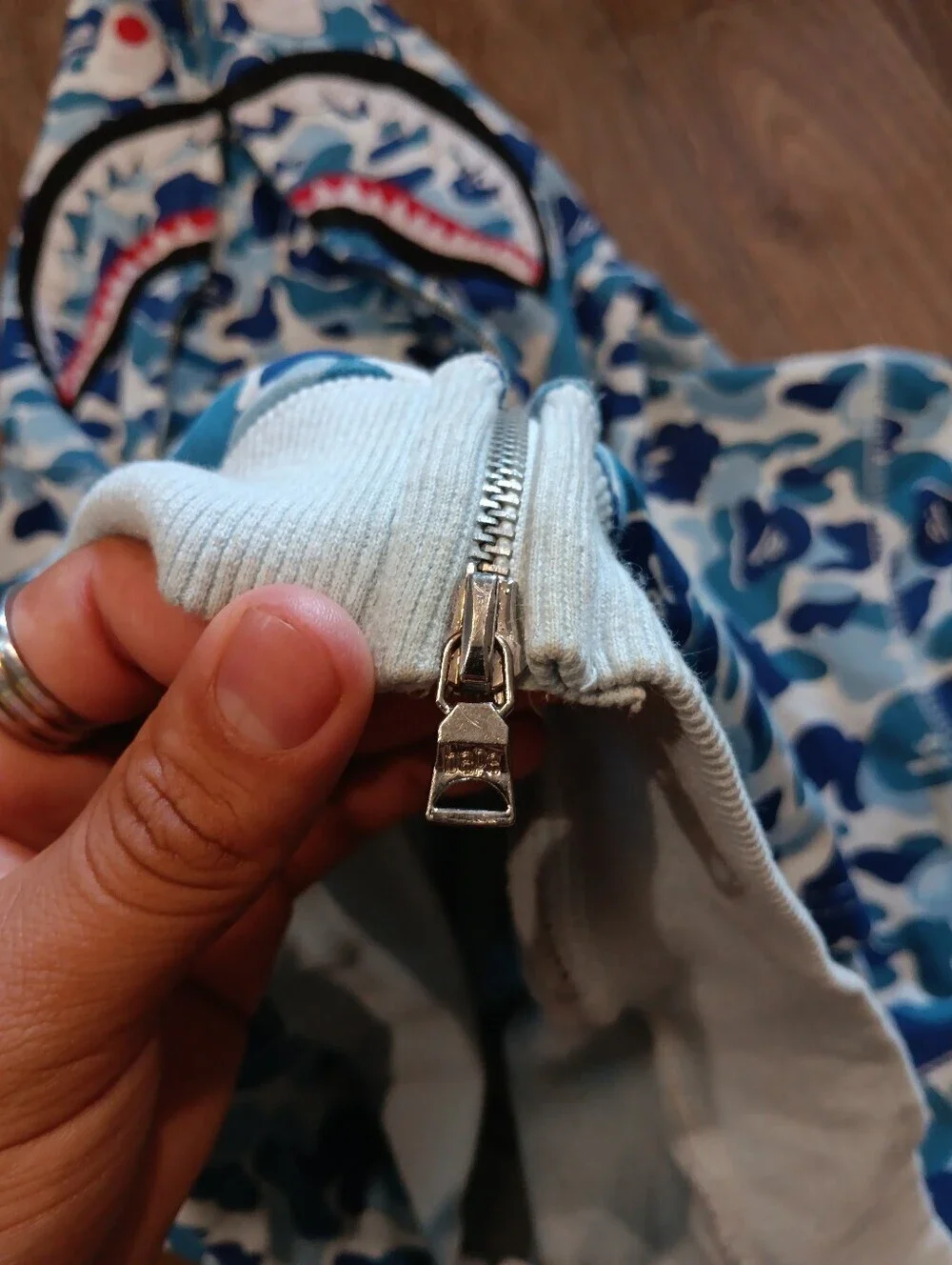 BAPE ABC Camo Shark WGM Full Zip Hoodie Blue | A Bathing Ape Sz L